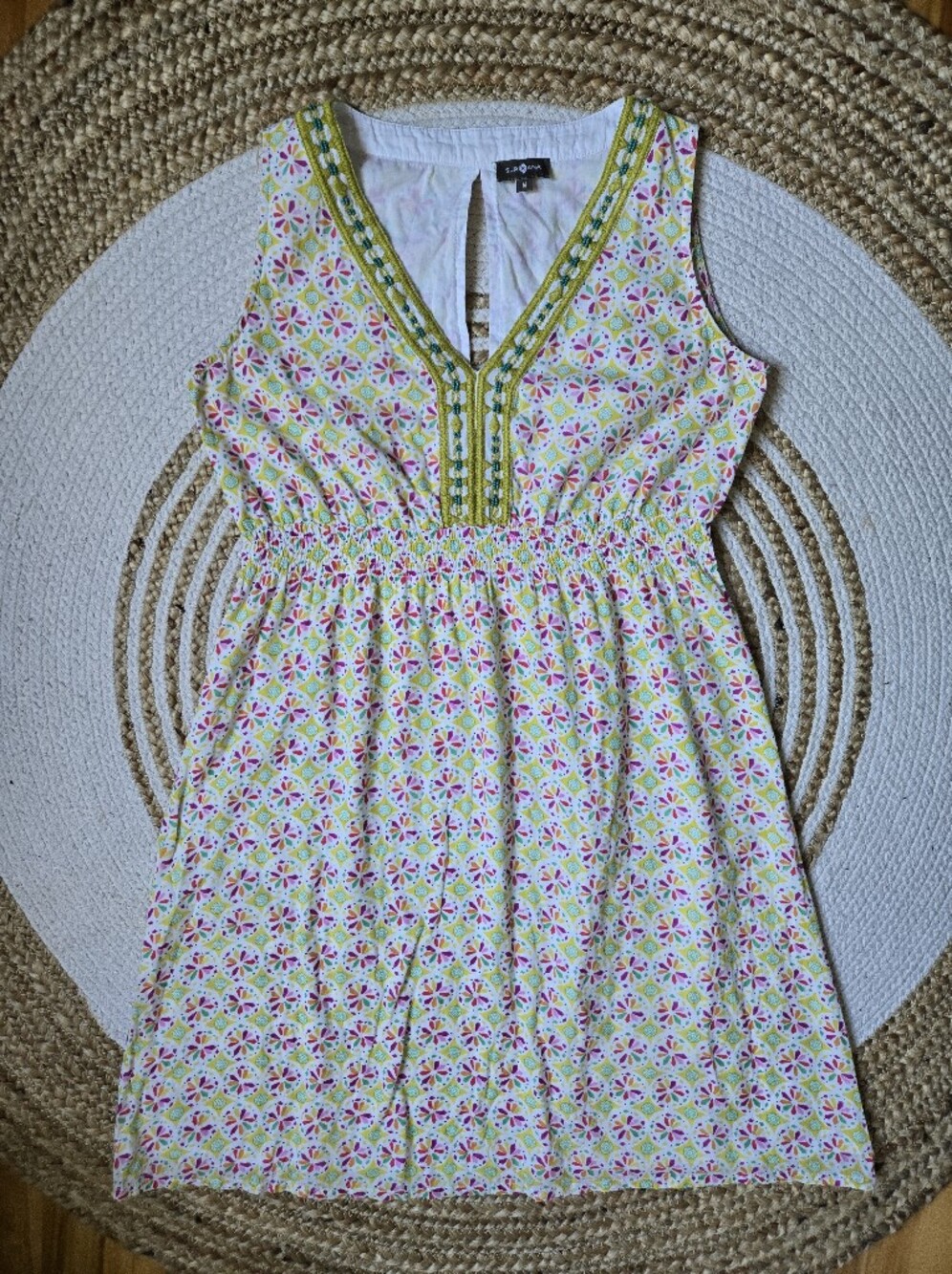 Surkana V-Neck Mini Beaded Dress Boho Festival Indie Vibes Whimsical Summer M - Picture 5 of 16